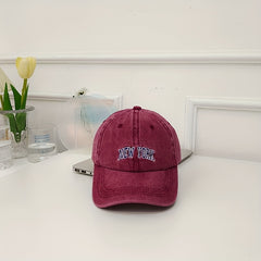 Letter Embroidery Baseball Cap Retro Washed Peaked Cap Outdoor Sun Visor