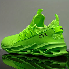Men's Solid Outdoor Sneakers Shock Absorption Comfy Lace Up Shoes