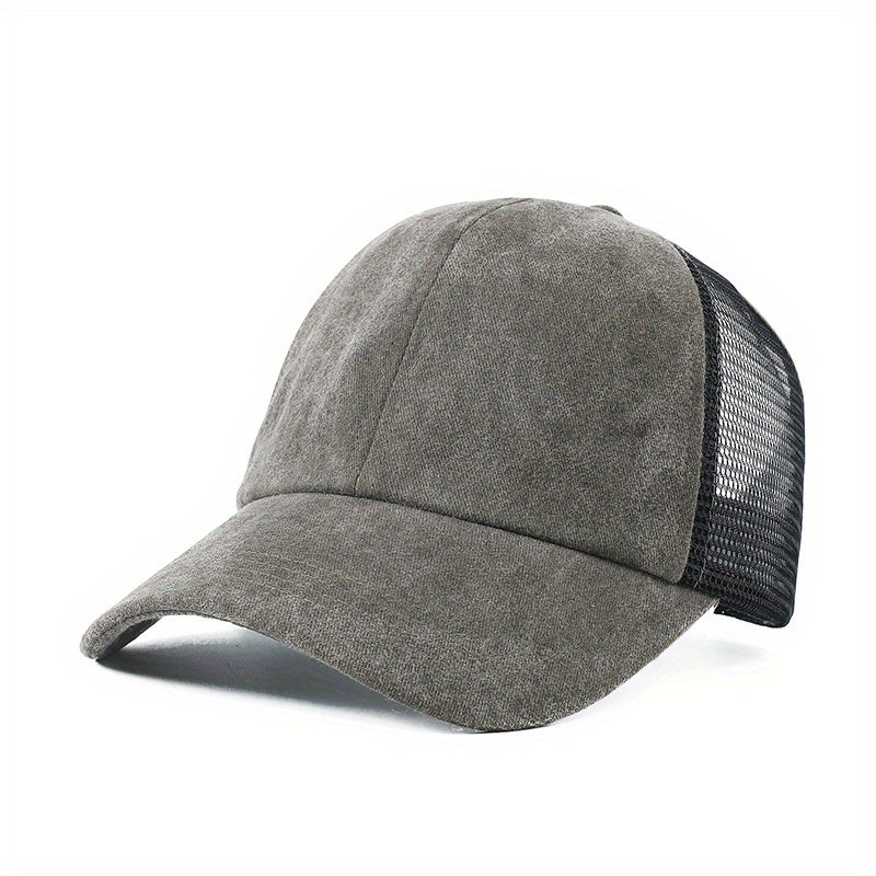 Vintage Ponytail Mesh Breathable Trucker Hat Sun Hat