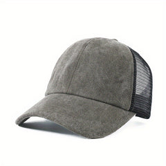 Vintage Ponytail Mesh Breathable Trucker Hat Sun Hat