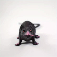 3pcs Mini Mouse Pups Realistic Plastic Toys Grey Fur Pink Accents Glowing Eyes