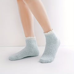 4 Pairs Fuzzy Floor Socks Comfy Warm Mid Tube Women's Stockings