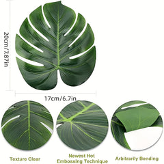 12pcs Artificial Tropical Leaves Wild Animal Birthday Decorations