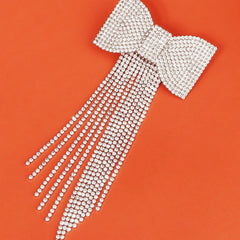 Long Tassel Hair Clip Women's Rhinestone Bow Hair Clip