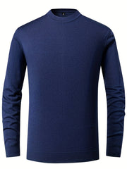 Casual Knitted Wool Sweater Men's Round Neck Pullover for Fall Winter