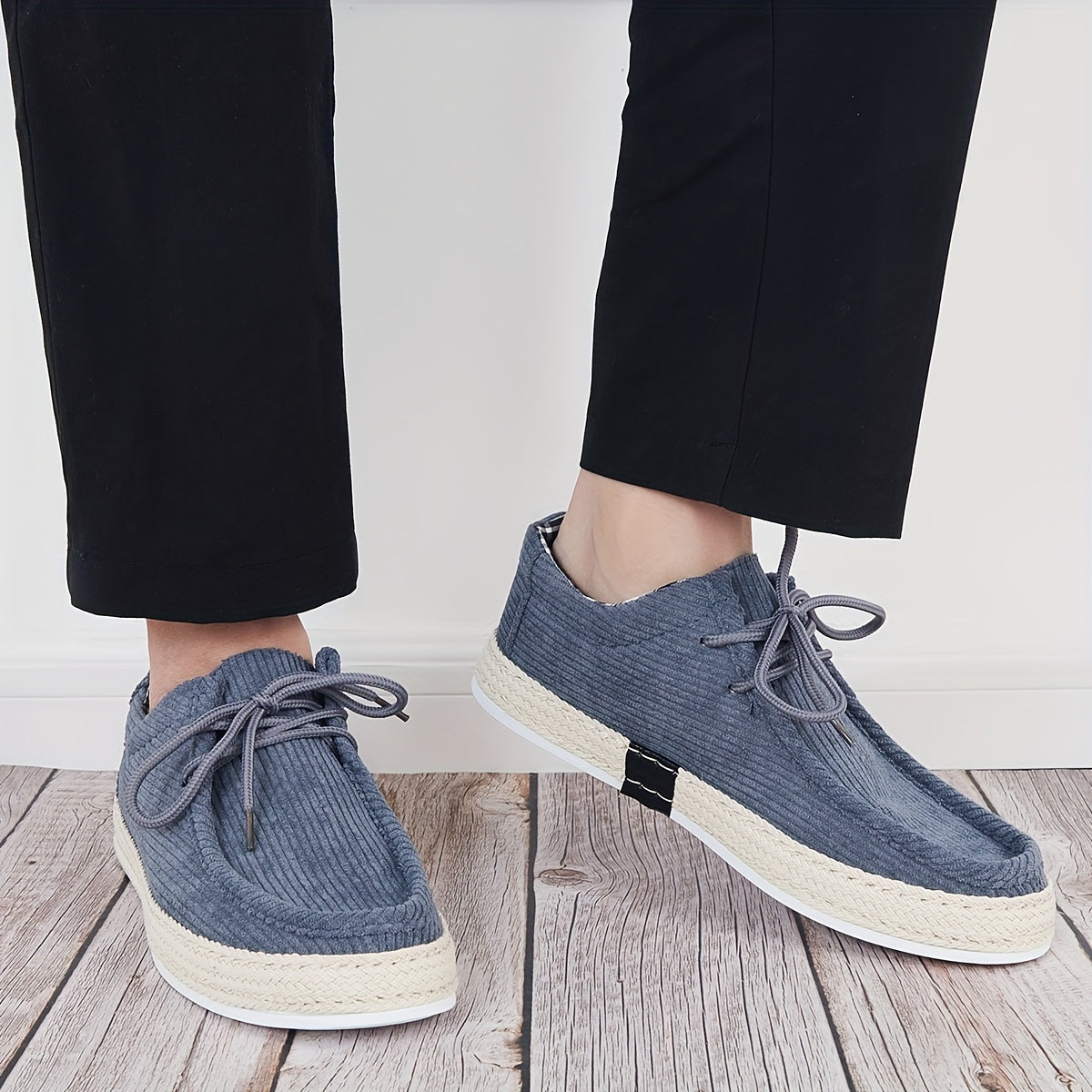 Men's Casual Lace up Flat Loafer Shoes Lightweight Non slip Walking Shoes
