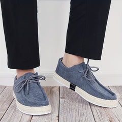 Men's Casual Lace up Flat Loafer Shoes Lightweight Non slip Walking Shoes