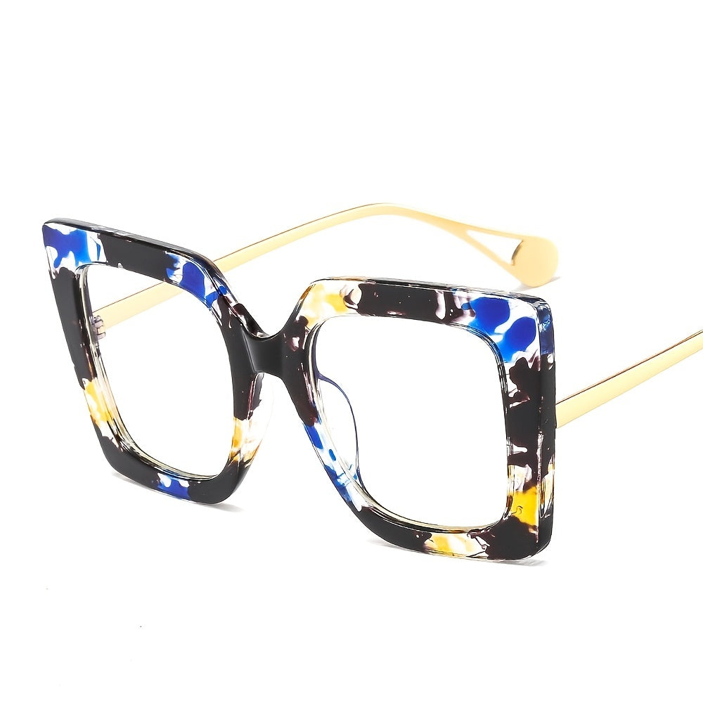 Rectangle Oversized Clear Lens Eyeglasses Light Blocking Glasses
