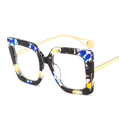 Rectangle Oversized Clear Lens Eyeglasses Light Blocking Glasses