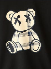 Plaid Bear Boy's 2pcs Sweatshirt & Sweatpants Set Street Style Outfits