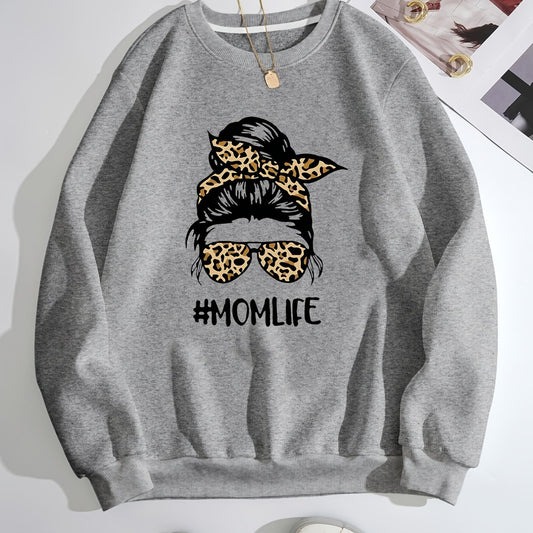Girl Graphic Print Pullover Crew Neck Sweatshirt