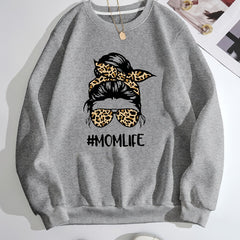 Girl Graphic Print Pullover Crew Neck Sweatshirt