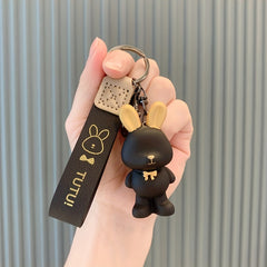 Rabbit Doll Pendant Silicone Keychain for Car Bag Decoration