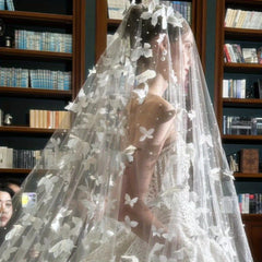 Cathedral Wedding Veil with Butterfly Lace Train