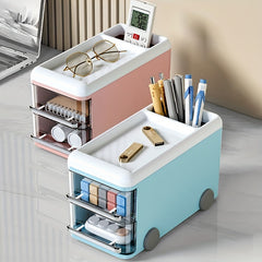 Bus Shape Pen Holder Desktop Stationery Organizer Box Large Capacity Storage
