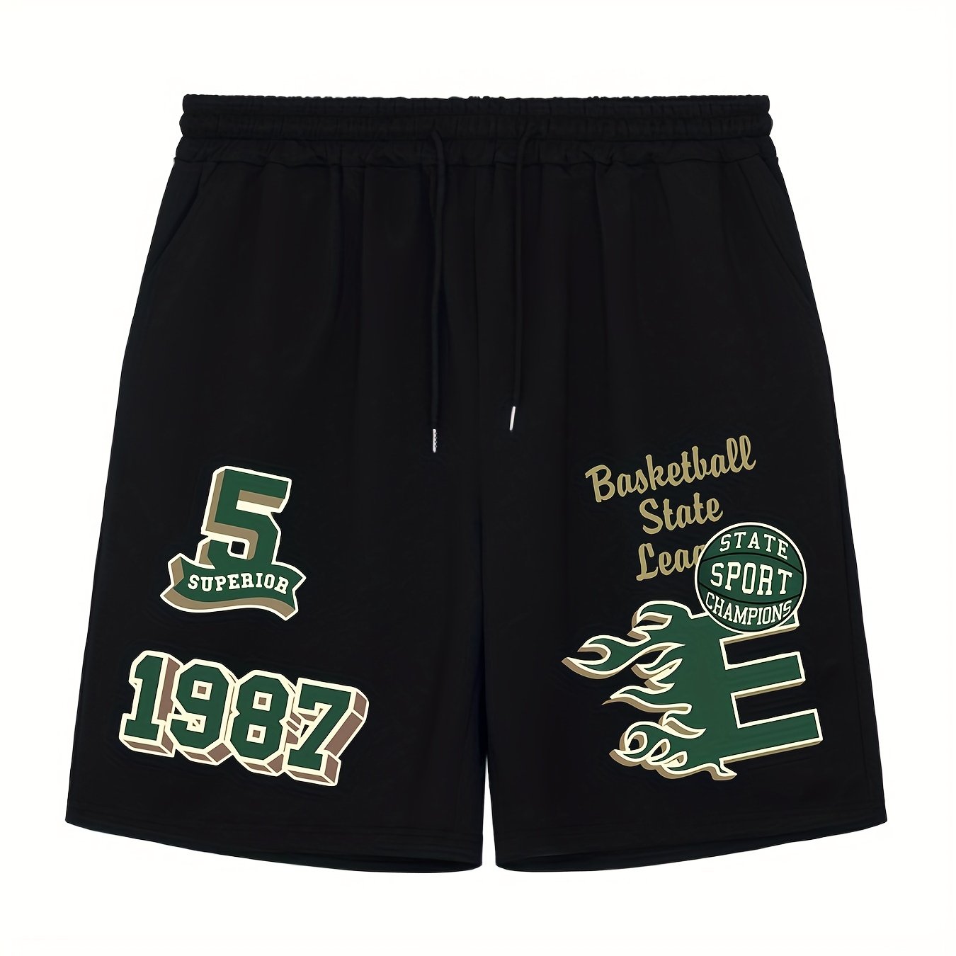 Men's Bball State League Graphic Shorts Stretchy Comfy Summer Daily Casual Pants