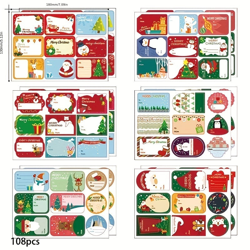 108pcs Christmas Stickers Gift Sealing Stickers Party Decoration Stickers