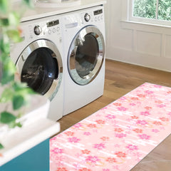 2x10ft Spring Pink Cherry Blossoms Rug Hand Washable Polyester Mat