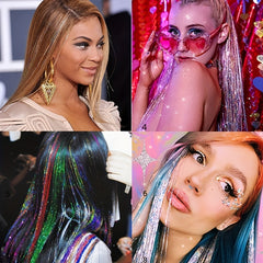 60 96 Cm Sparkle Hair Tinsel Rainbow Colored Strands Hair Extensions