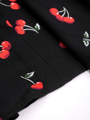Cherry Print A-line Skirt with Elastic Waist