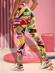 High Waist Yoga Pants with Butt Lifting, KISS Lips Print