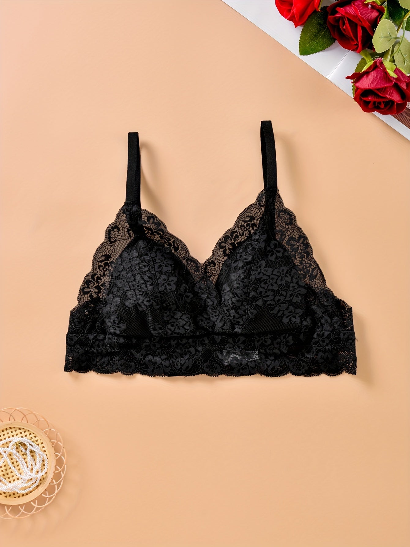 Lace Wireless Bra Scallop Trim Women's Lingerie