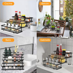 3 Layer Metal Seasoning Storage Rack Countertop Seasoning Organizer