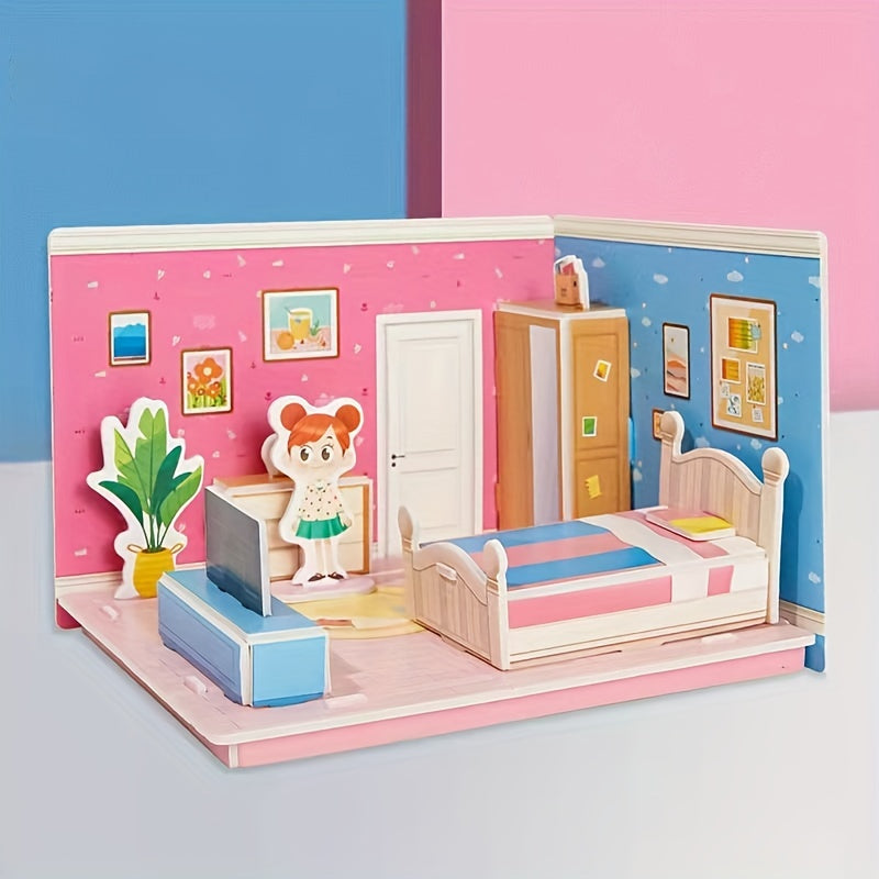 4pcs 3D Assembly Room Model DIY Building Puzzle Christmas Gift