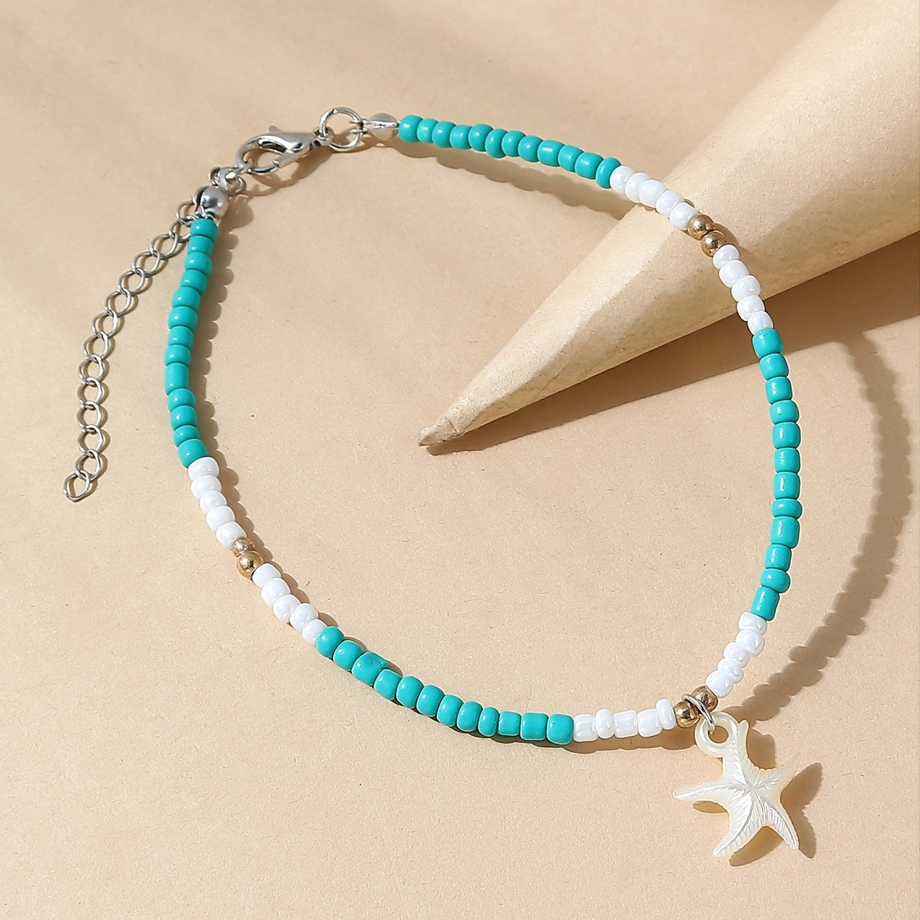 Y2K Style Rice Bead Starfish Anklet for Women