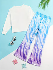 Girls Peacock Graphic 2pcs Outfits Comfy Sets For Spring Fall Sports Gift