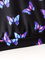 Girls Butterfly Print Sweatshirt Long Sleeve Top