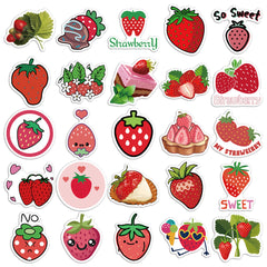 50pcs Cute Strawberry Doodle Sticker Pack