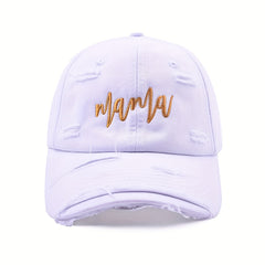 Mama Embroidery Ripped Baseball Cap Dad Hats Lightweight Sun Hat