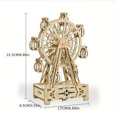 Wooden 3D Puzzle Ferris Wheel Music Box DIY Craft Kit