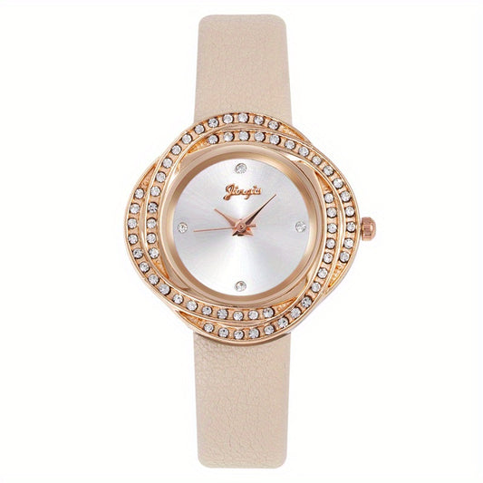 Rhinestone Studded Quartz Watch For Kids