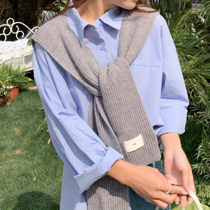 Knitted Long Sleeve Shawl Solid Casual Elastic Warm Wrap Windproof Cardigan
