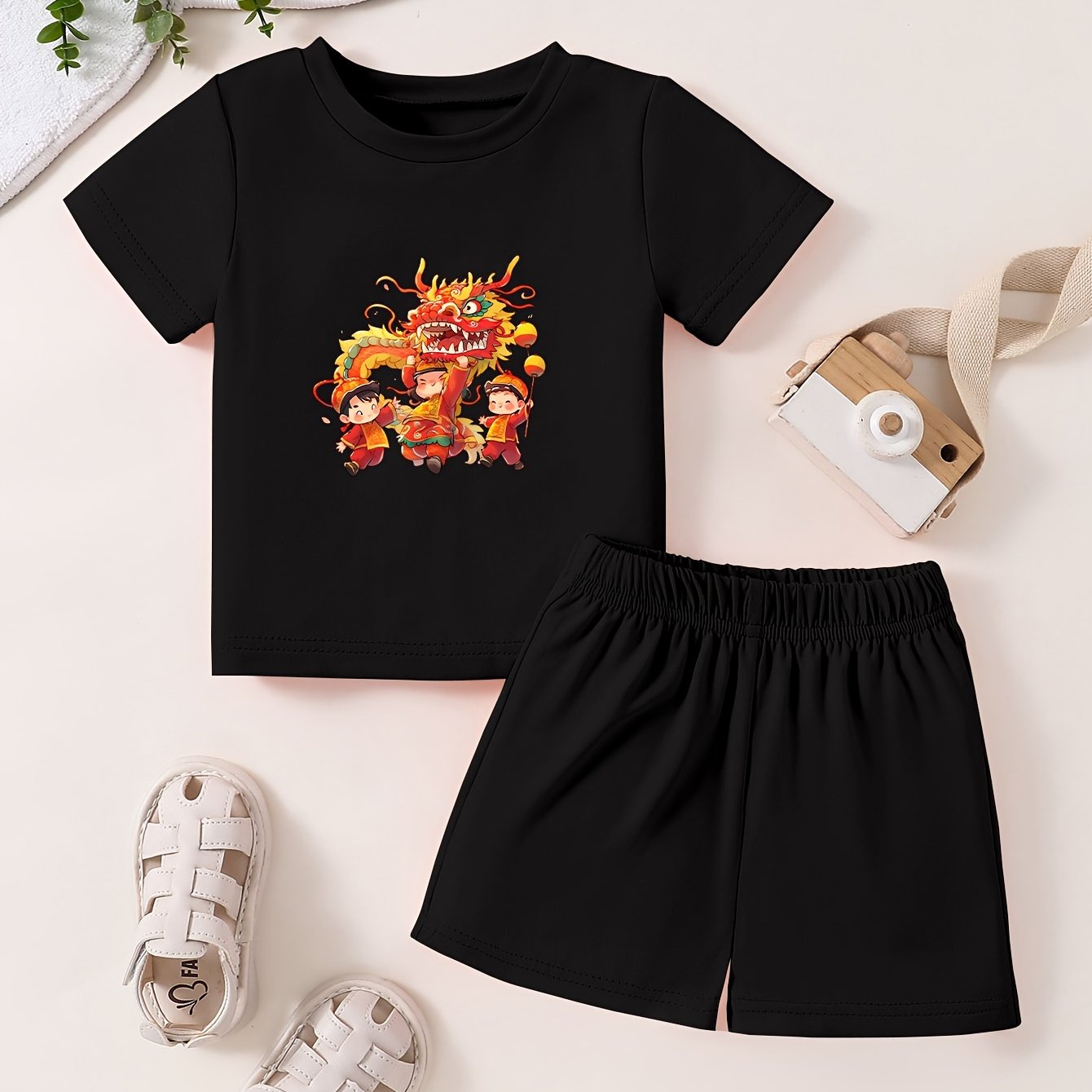 Toddler Kid 2pcs Bottoming Set Short Sleeve T shirt & Matching Shorts