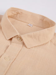 Men's Plus Size Solid Faux Linen Long Sleeve Shirt