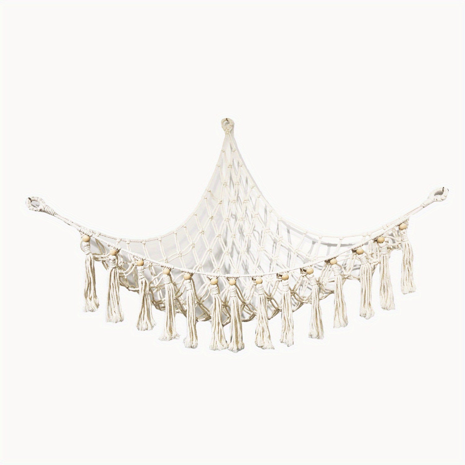 Boho Plush Toy Net Hammock Storage Organizer with Tassels