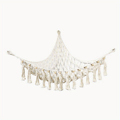 Boho Plush Toy Net Hammock Storage Organizer with Tassels