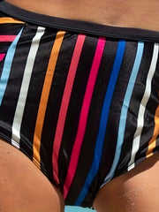Women's Plus Colorful Striped Cutout High Waist Bikini Set