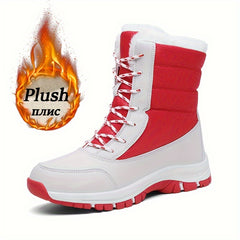 Plush Lined Thermal Snow Boots Wear Resistance Non Slip Round Toe Snow Shoes