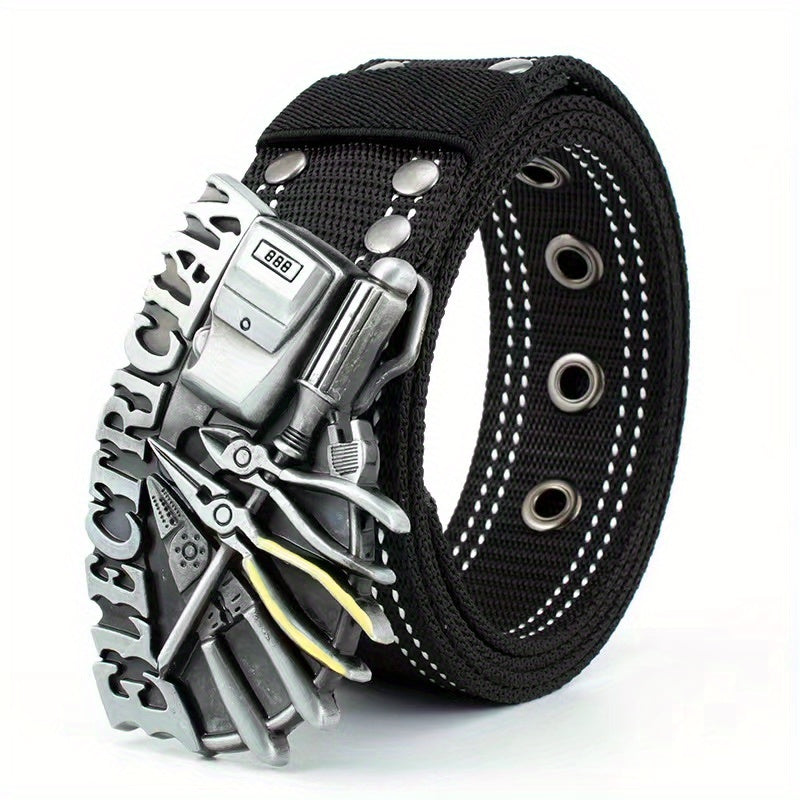 Men's Nylon Belt Alloy Smooth Buckle Casual Letter Tool Canvas Pants Belt