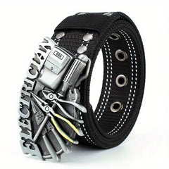 Men's Nylon Belt Alloy Smooth Buckle Casual Letter Tool Canvas Pants Belt