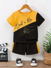 Boys Daddy Me Fists Print Block Outfit