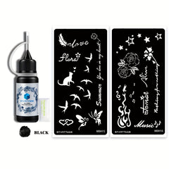 Flying Bird Flower Waterproof Temporary Tattoo