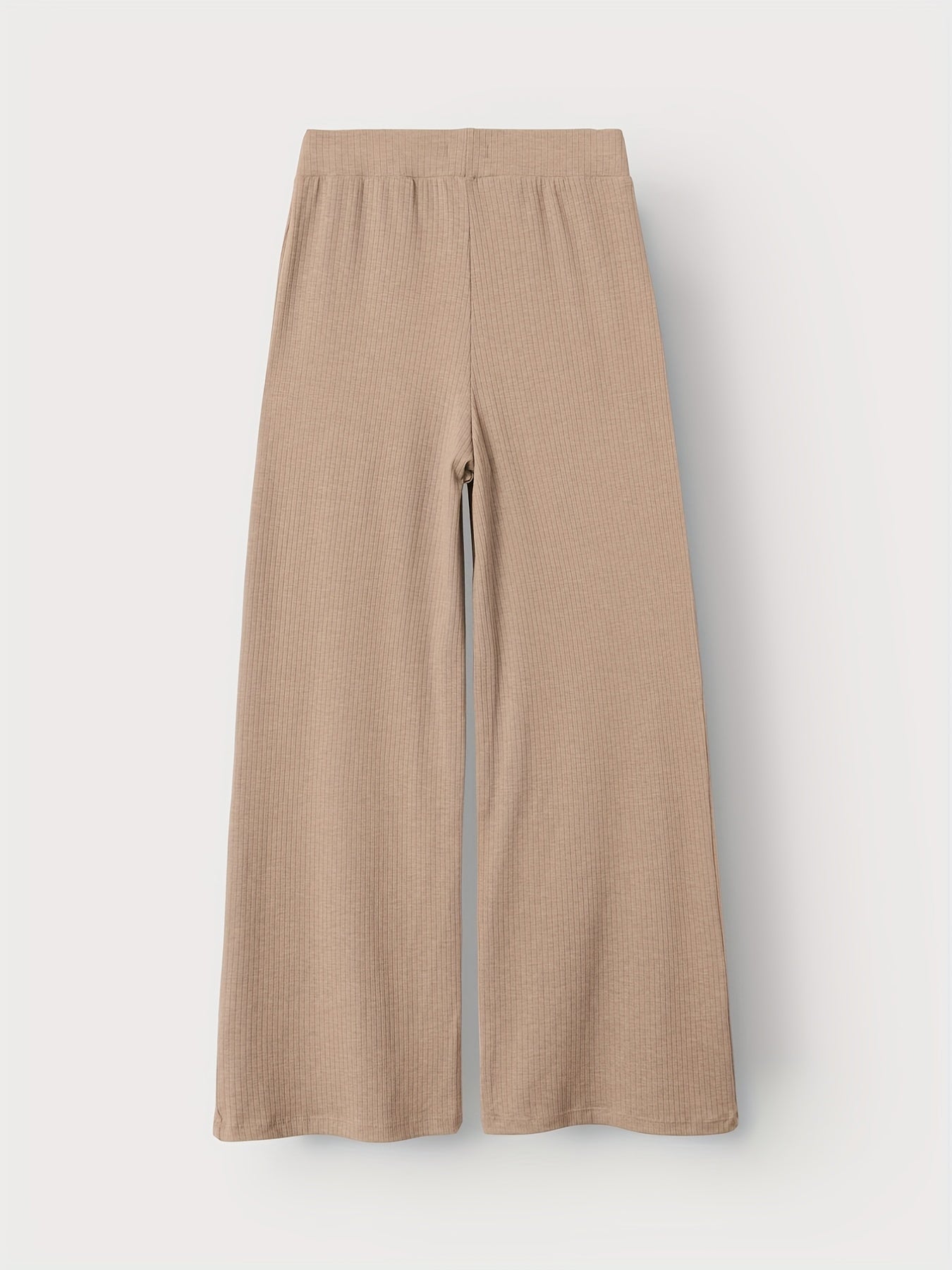Girls Ribbed Cotton Wide Leg Trousers for Casual Wear