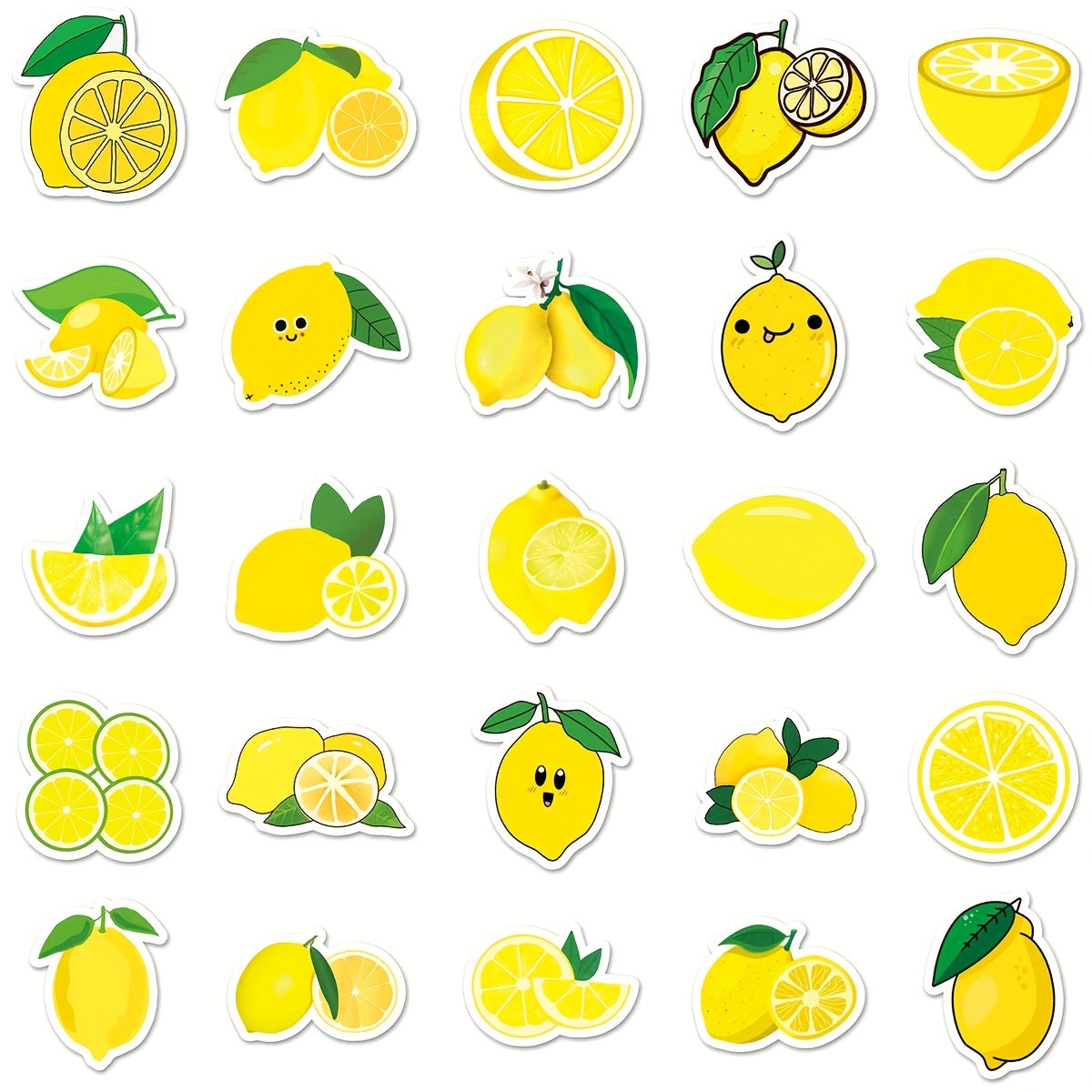 50pcs Lemon Fruit Stickers Waterproof Luggage Skateboard Tablet Decor