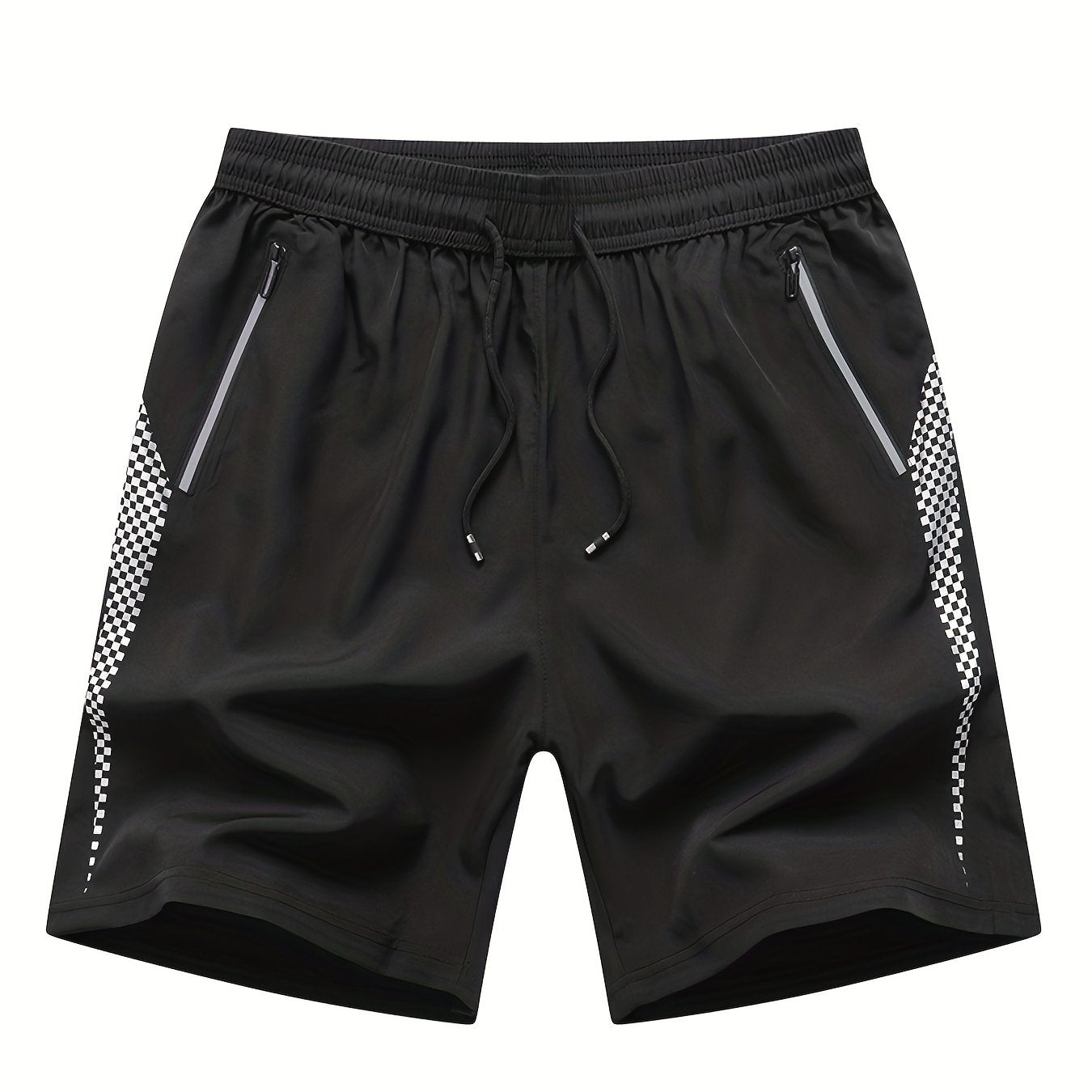 Men's Quick Dry Active Shorts Zipper Pockets Drawstring Waist