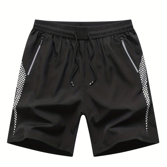 Men's Quick Dry Active Shorts Zipper Pockets Drawstring Waist